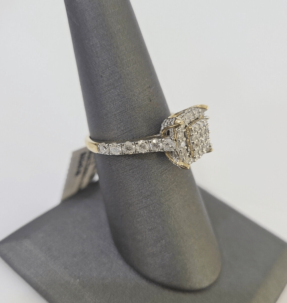 Real 10k Diamond Ladies Ring Yellow Gold Bridal Women Engagement Wedding - GoldenlinQ